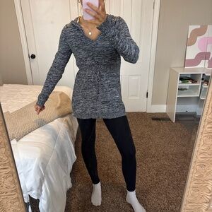 Roxy Black & White Marled Knit Hoodie